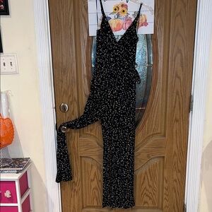 Kaileigh Black Jumpsuit with White Pattern